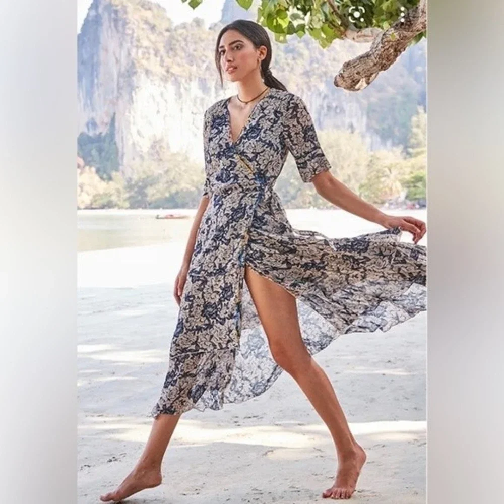 NEW Johnny Was Micha Mixed Floral Print Wrap Dress - Picture 1 of 5